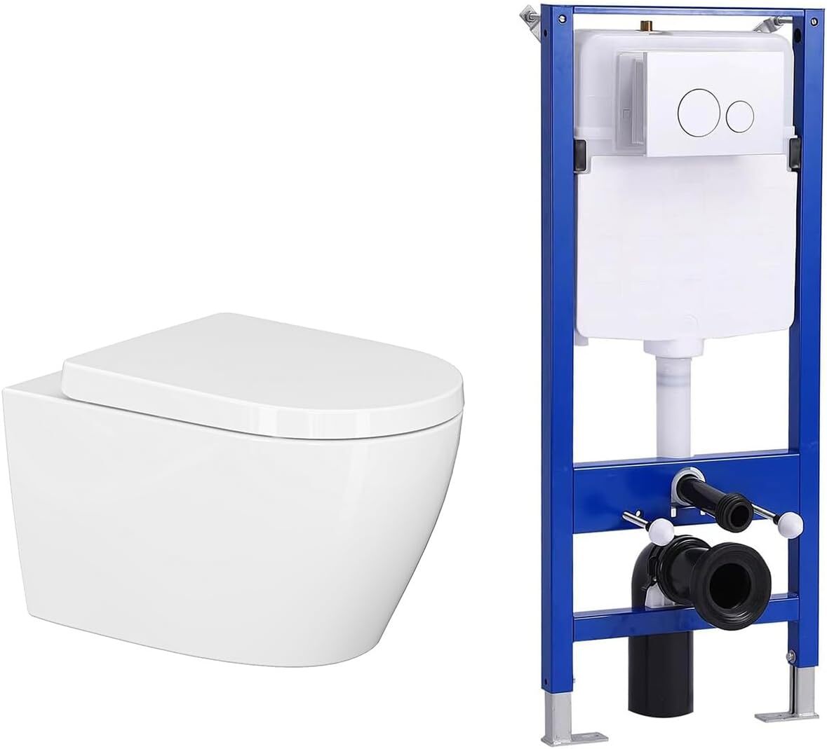 Compact Wall Hung Toilet Combo Set Concealed In-Wall Toilet Tank HOROW