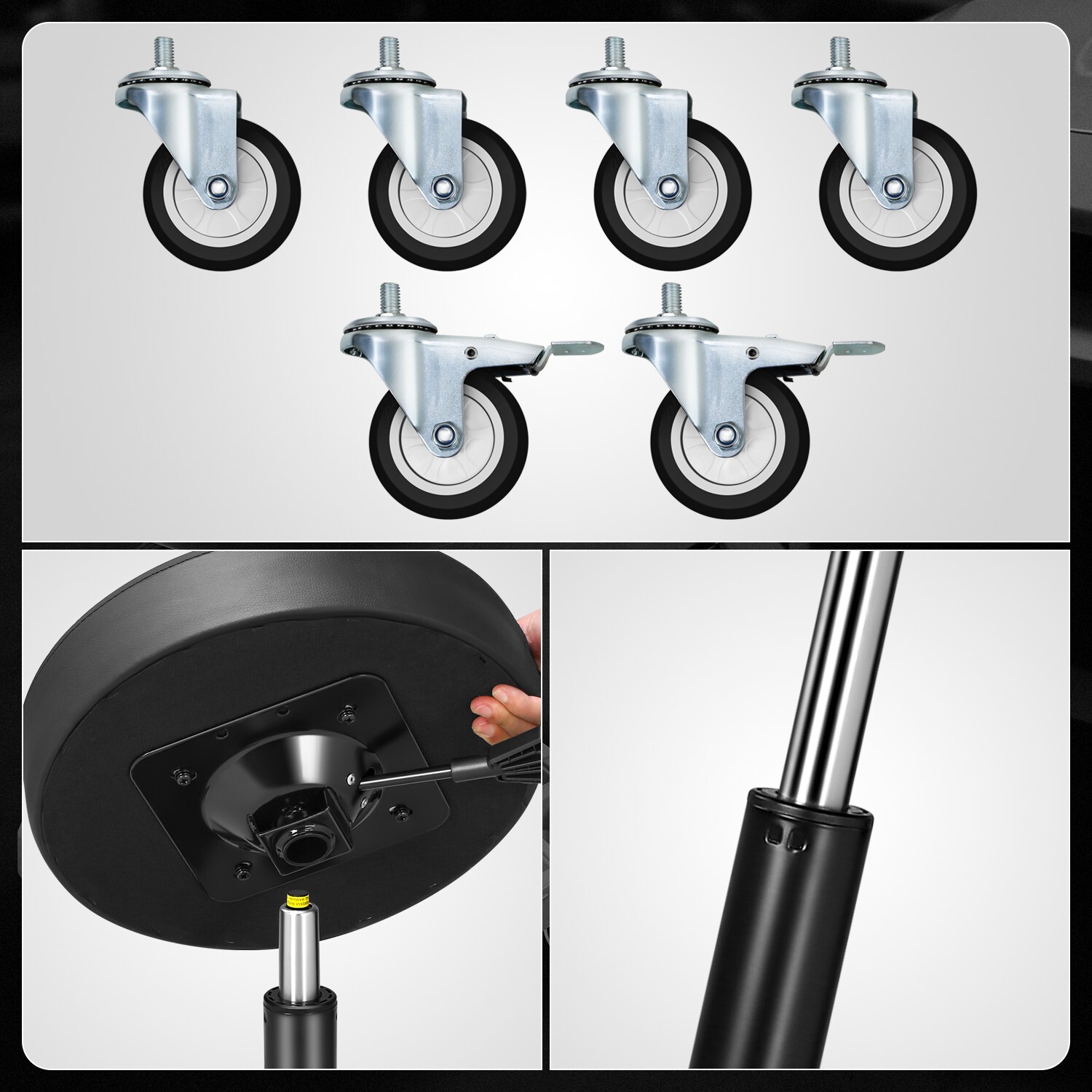 Heavy Duty Adjustable Height Mechanics Rolling Seat Garage Stool Work Shop Red