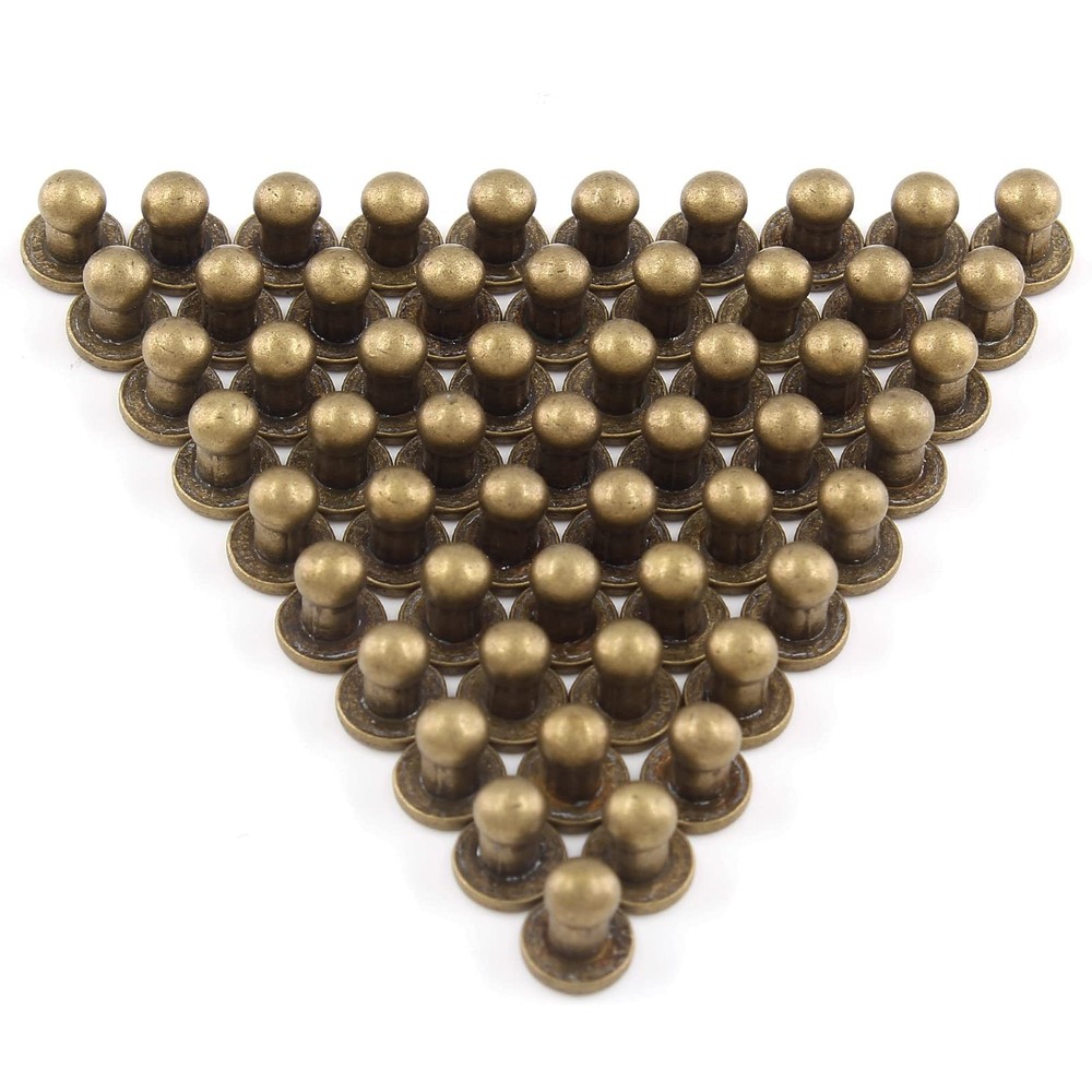100Set 5mm Round Head Button Studs Bronze Button Stud Screw Leather Button Ri...