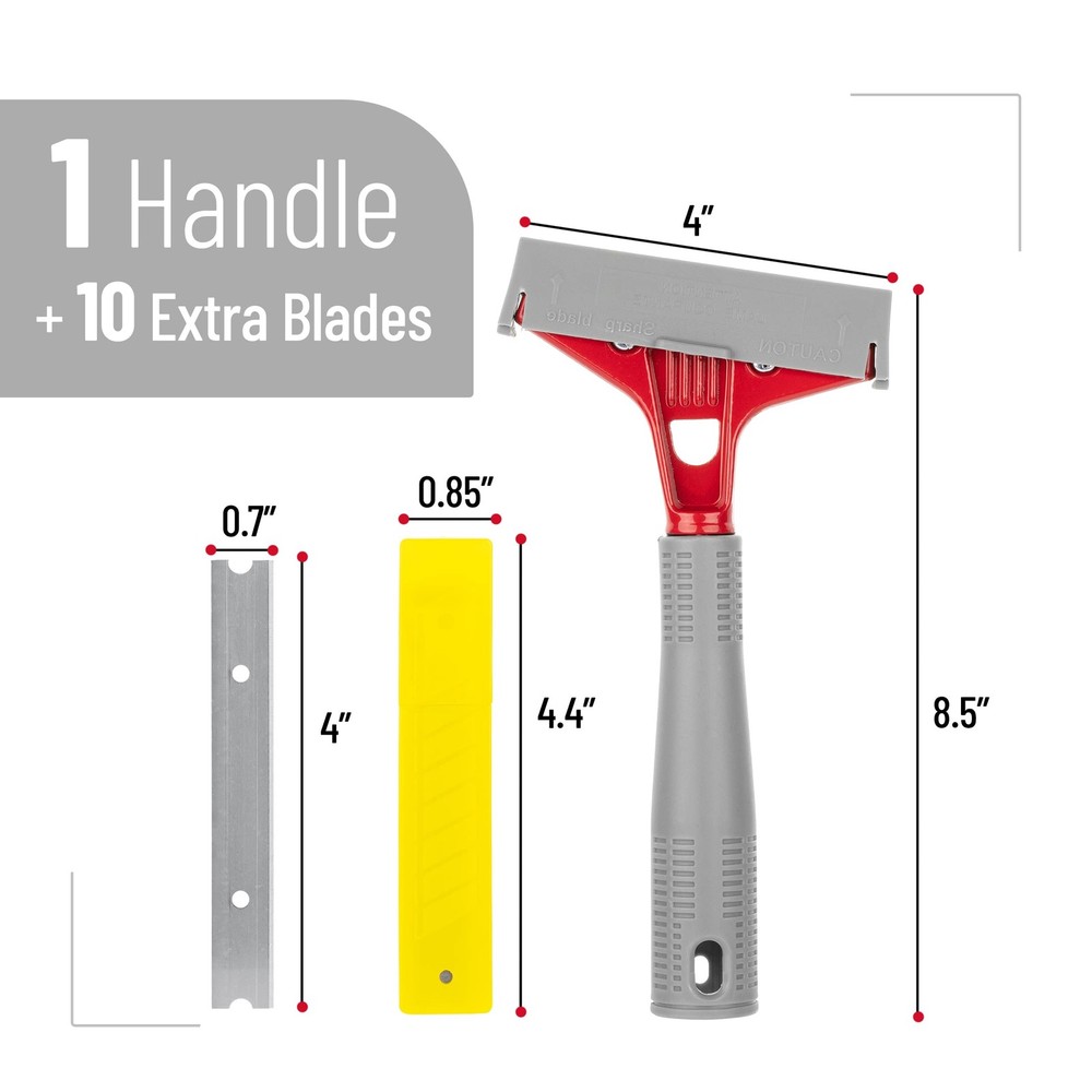 Bates- Razor Blade Scraper, 4" Scraper Tool with 10 Extra Scraper Blades, Paint