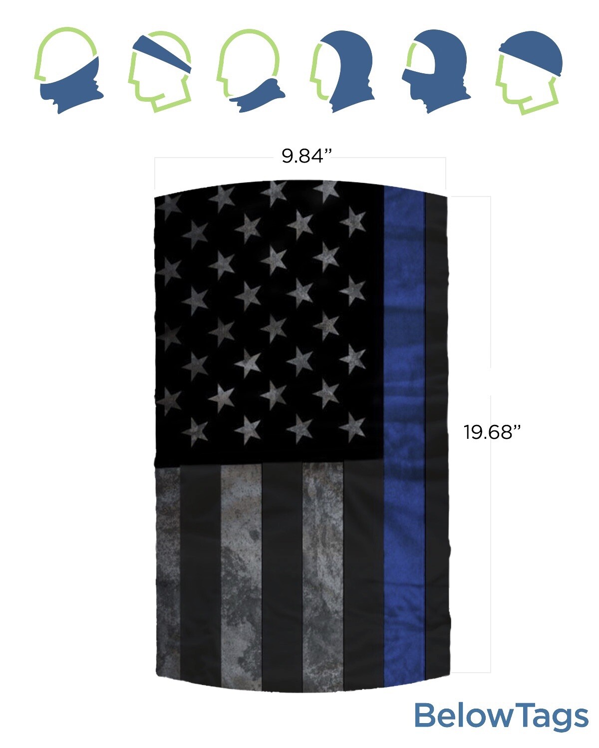New 3-Packs Police Thin Blue Line Neck Gaiter USA Patriotic Face Mask Balaclava