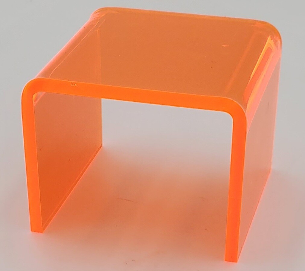 T'z Tagz 4-Inch-Deep Transparent Neon Orange Acrylic Riser Display Stand 2 Pack