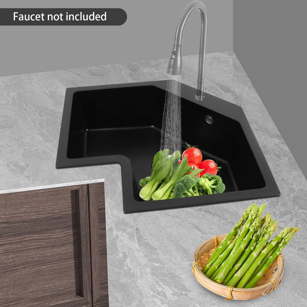 Modern Flushmount Corner Kitchen Sink, Undermount Irregular Corner Kitchen Sink
