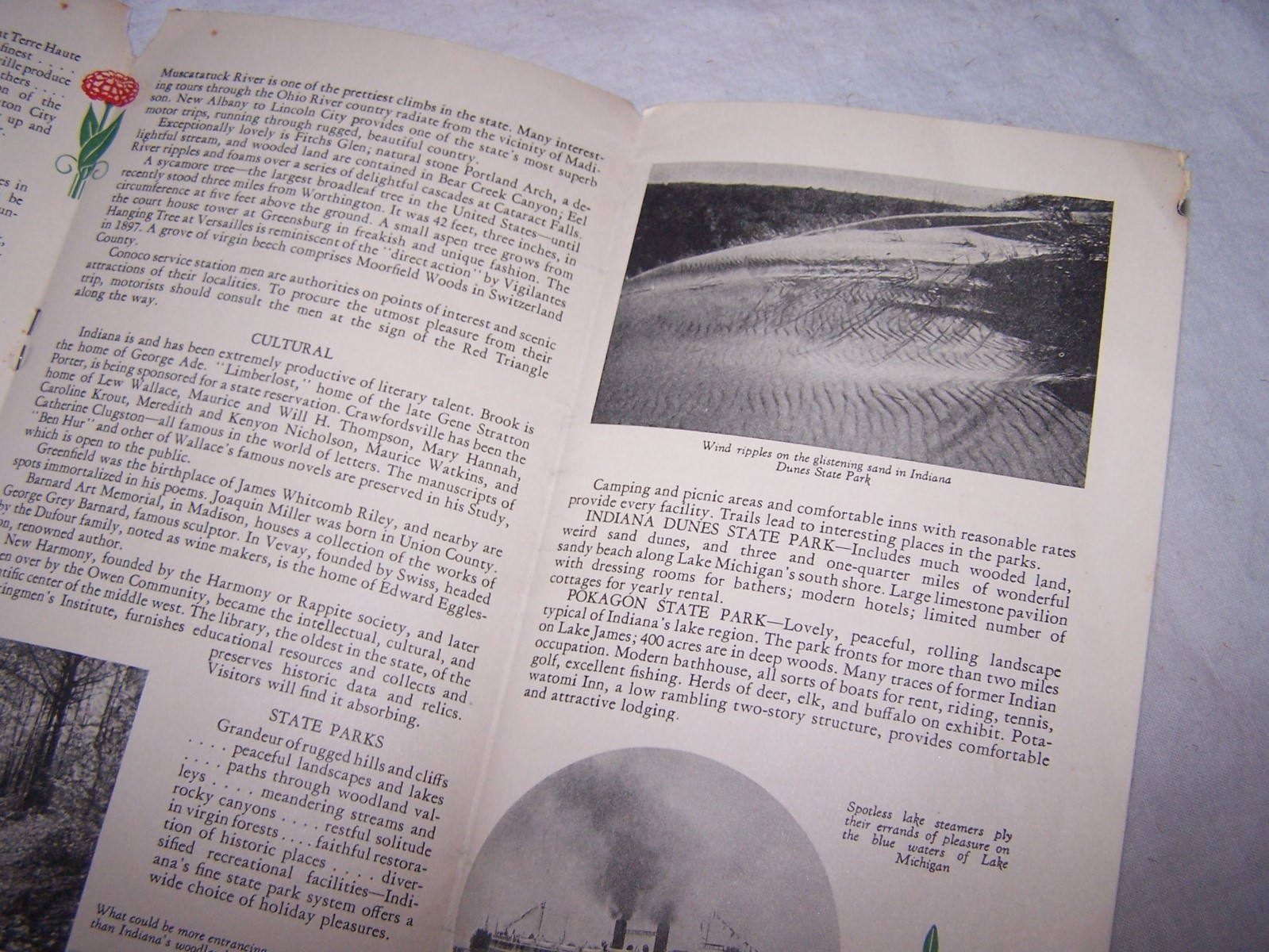 Vintage INDIANA The Hoosier State Travel Brochure CONOCO Gas & Oil