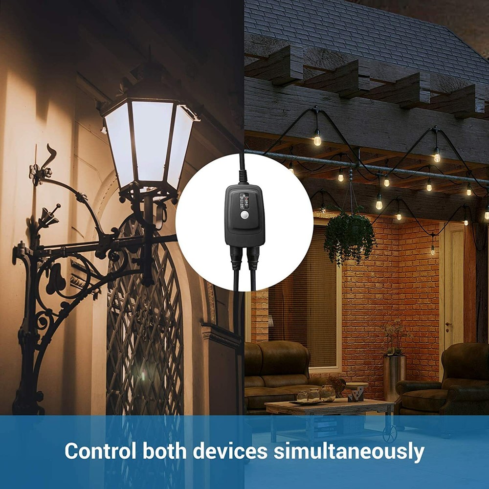 DEWENWILS Outdoor Light Timer Plug in Outlet Timer 2 Grounded Electrical Outlets