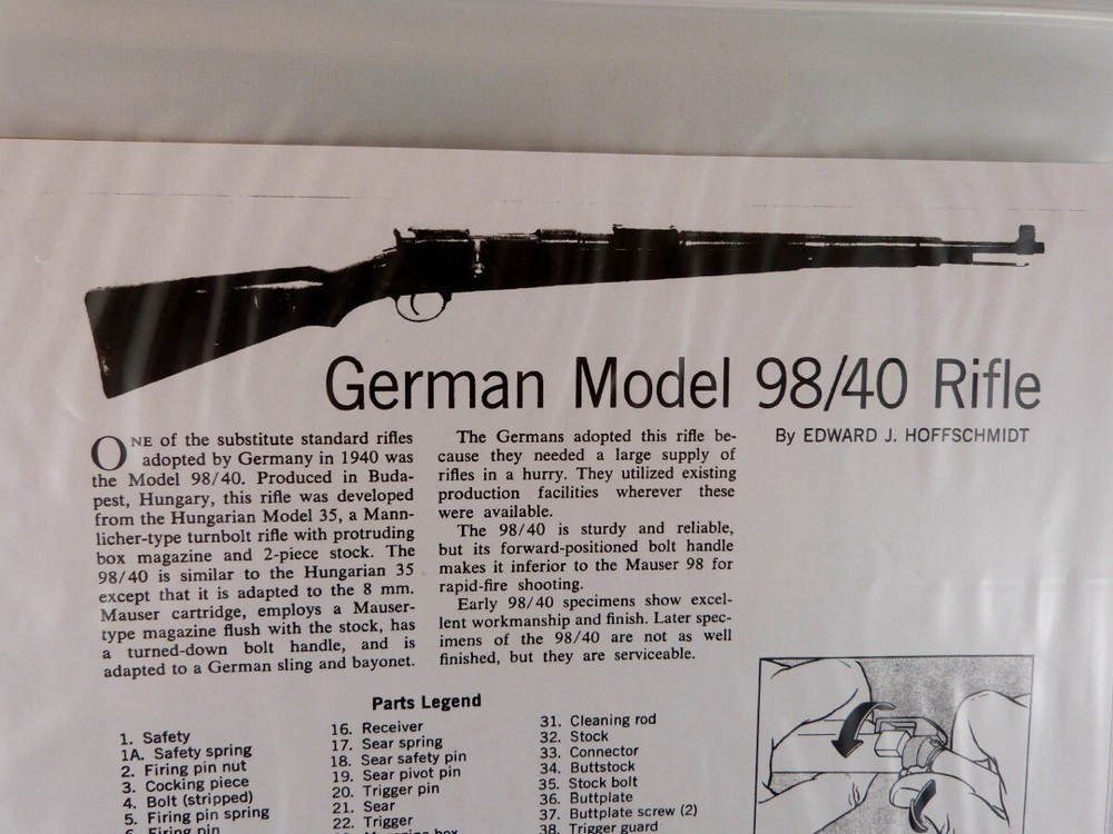 GERMAN MODEL 98/40 RIFLE BREAK DOWN INSTRUCTION KIT