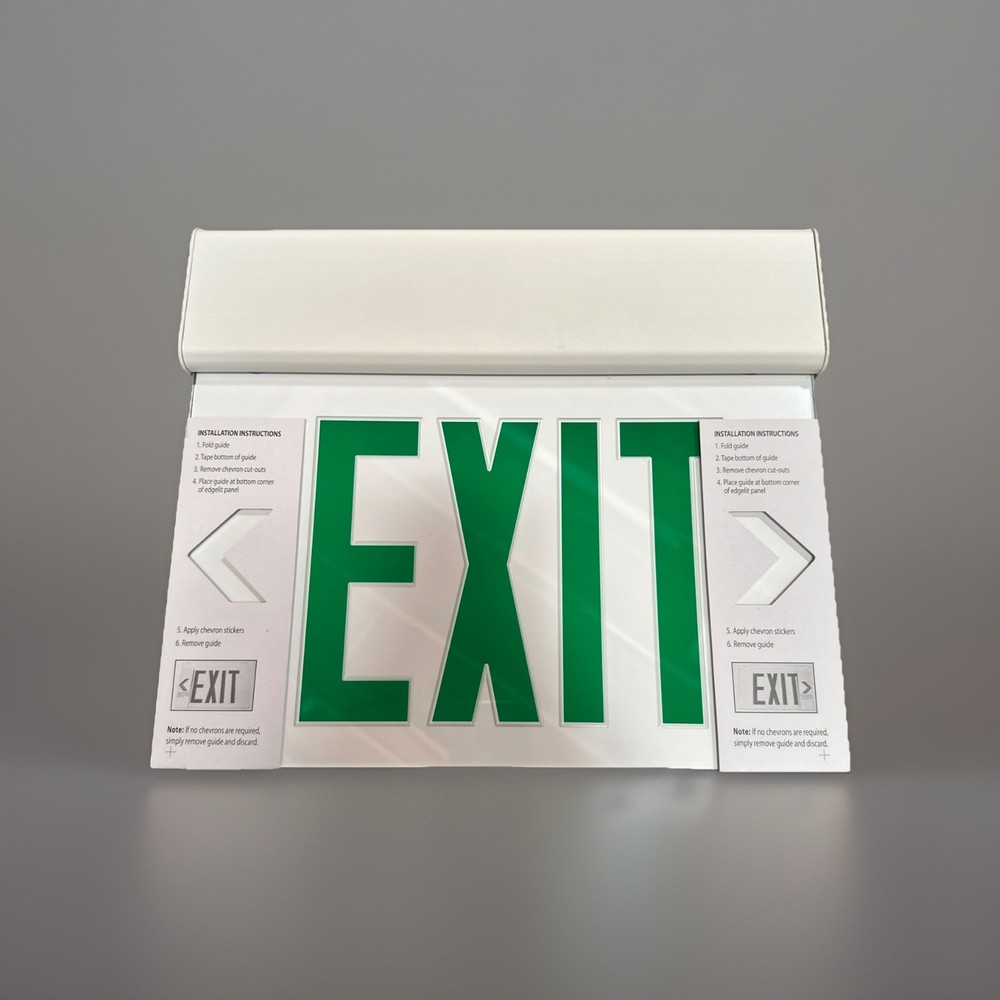 🔴Beghelli Illuminated Exit Sign Double Faced Exit Sign Green Letters White‼️