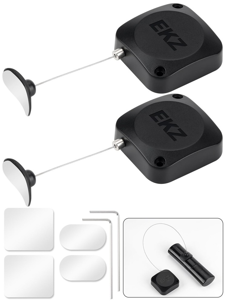 Retractable Remote Control Tether Lock: 7.5 ft Upgraded Pulling 2 Pcs, Black