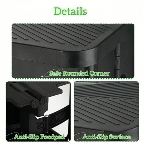 2 Step Stool Foldable, Non-Slip Steps, Folding Step Stool for Adults & Black