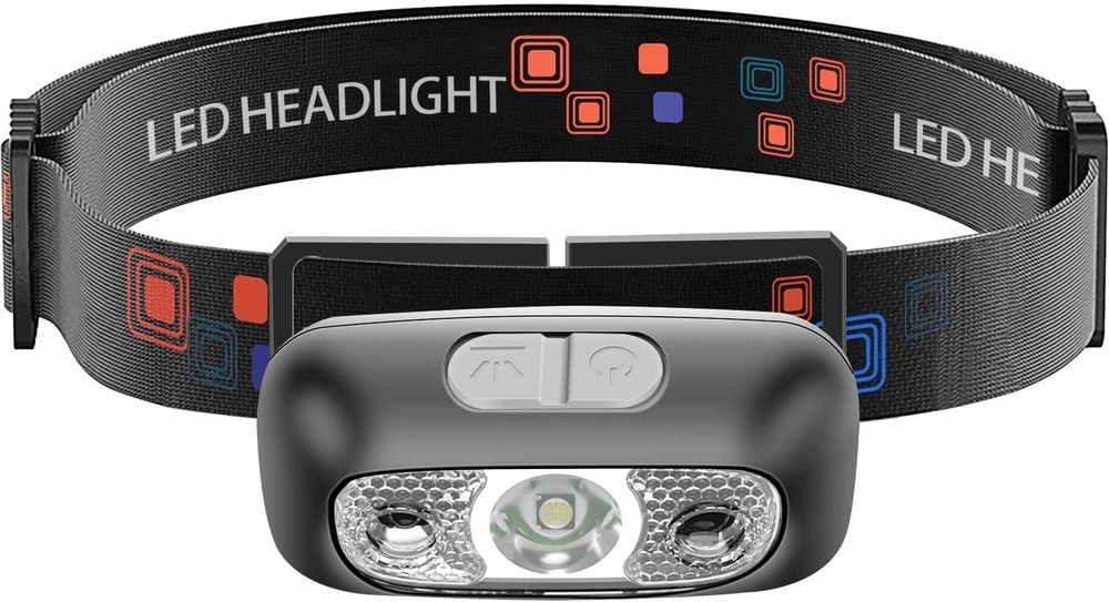 Rechargeable Waterproof Headlamp - Adjustable 90° Light with Motion Sensor