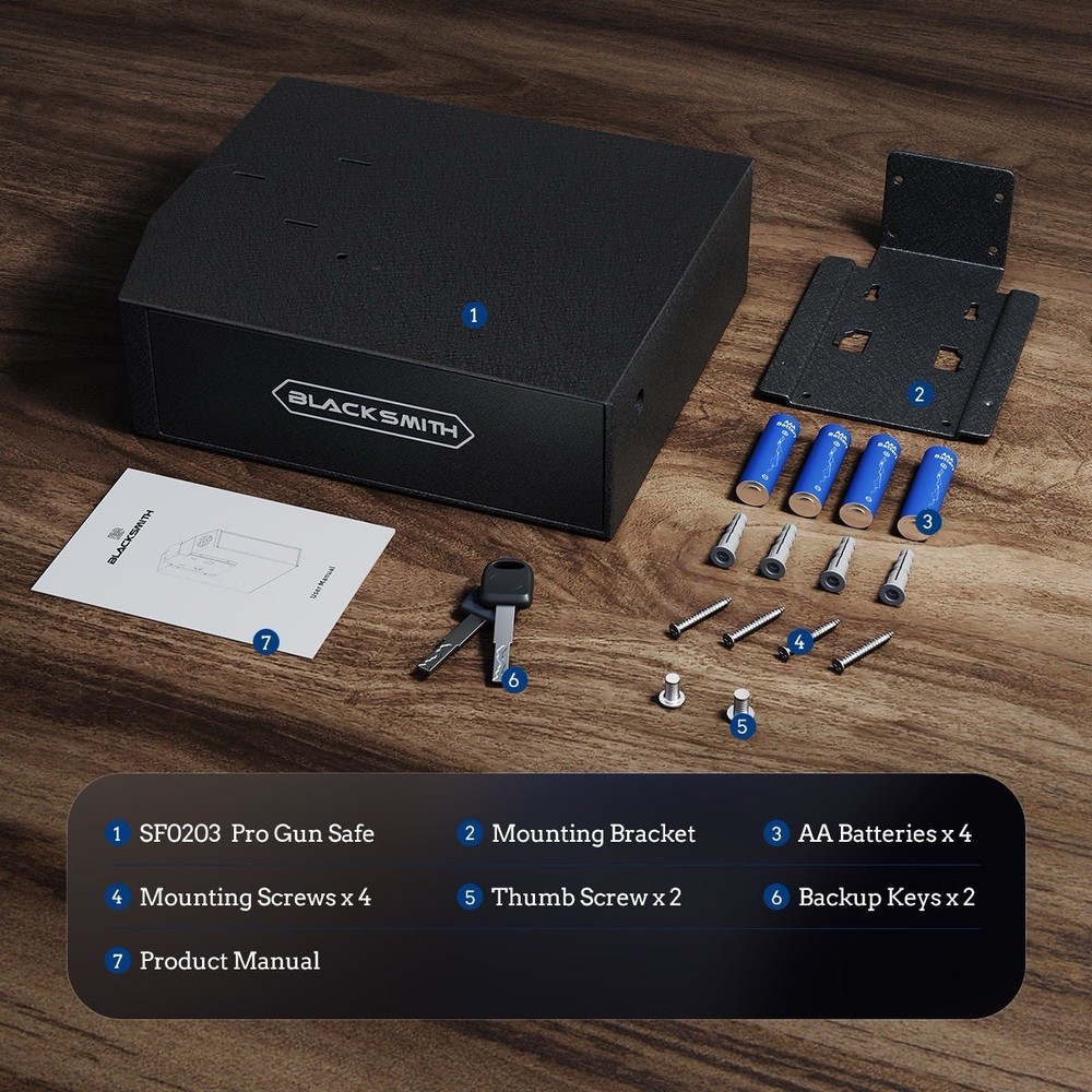 Blacksmith Pistol Safe, Slider, Fingerprint, APP Quick Access