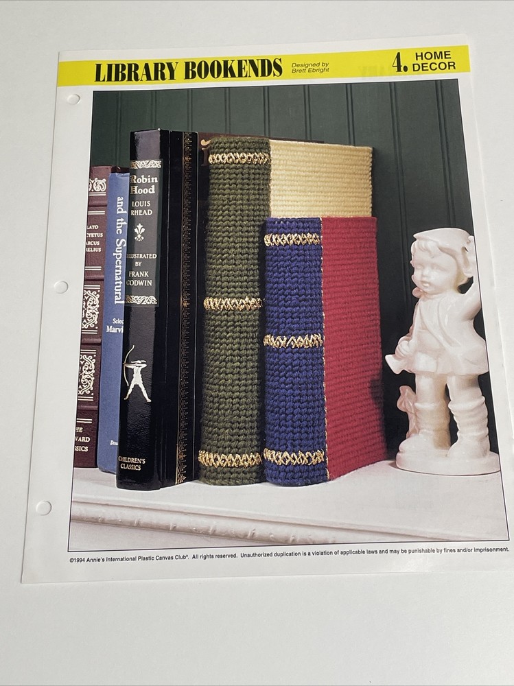 Annie's Attic Library Bookends Plastic Canvas Pattern