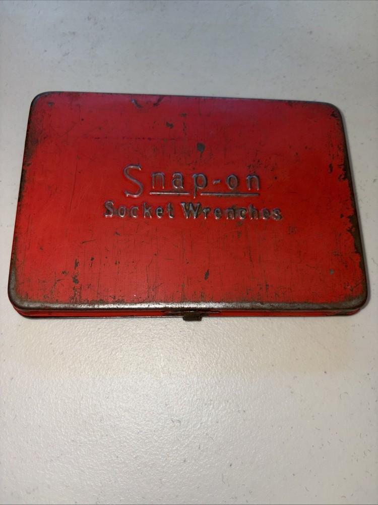 Vintage SNAP-ON Red Metal Tool Box Case for 1/4" Drive Socket Set EMPTY