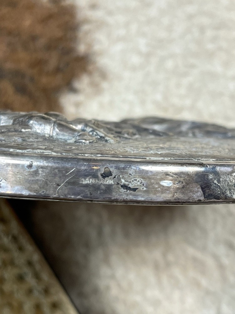 VTG Hans Jensen Denmark Silver Plate Repousse Combs & Mirror