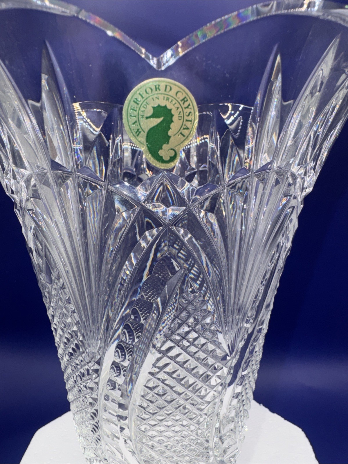 Waterford Crystal 10” Footed Vase Seahorse