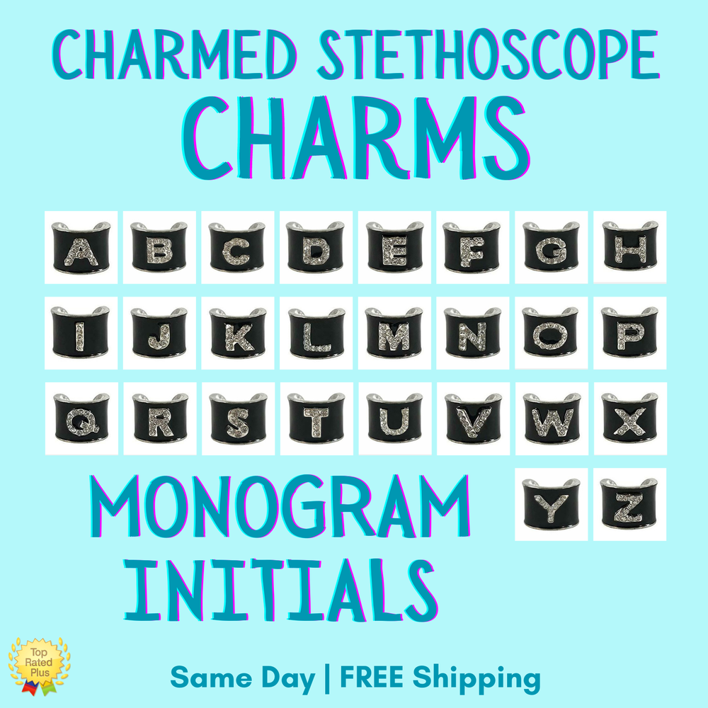 CharMED Stackable Stethoscope Bling Charms | Monogram Initials