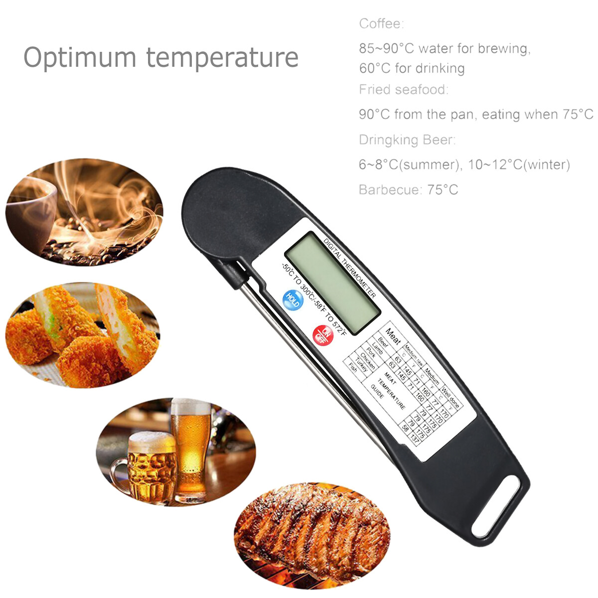 Meat Thermometer Instant Read Digital Kitchen Grill Cooking BBQ Baking Food