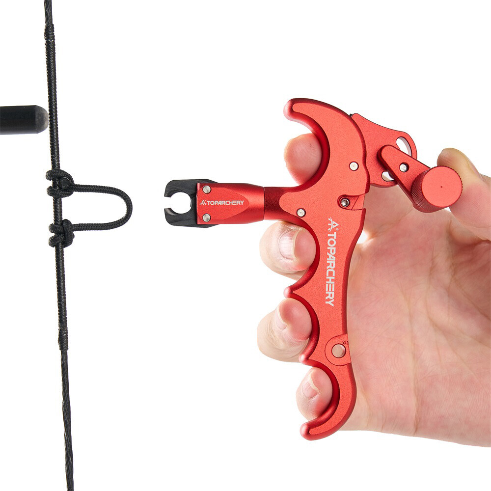 360° Rotate Archery Adjustable 4 Finger Compound Bow Release Aid Thumb Release