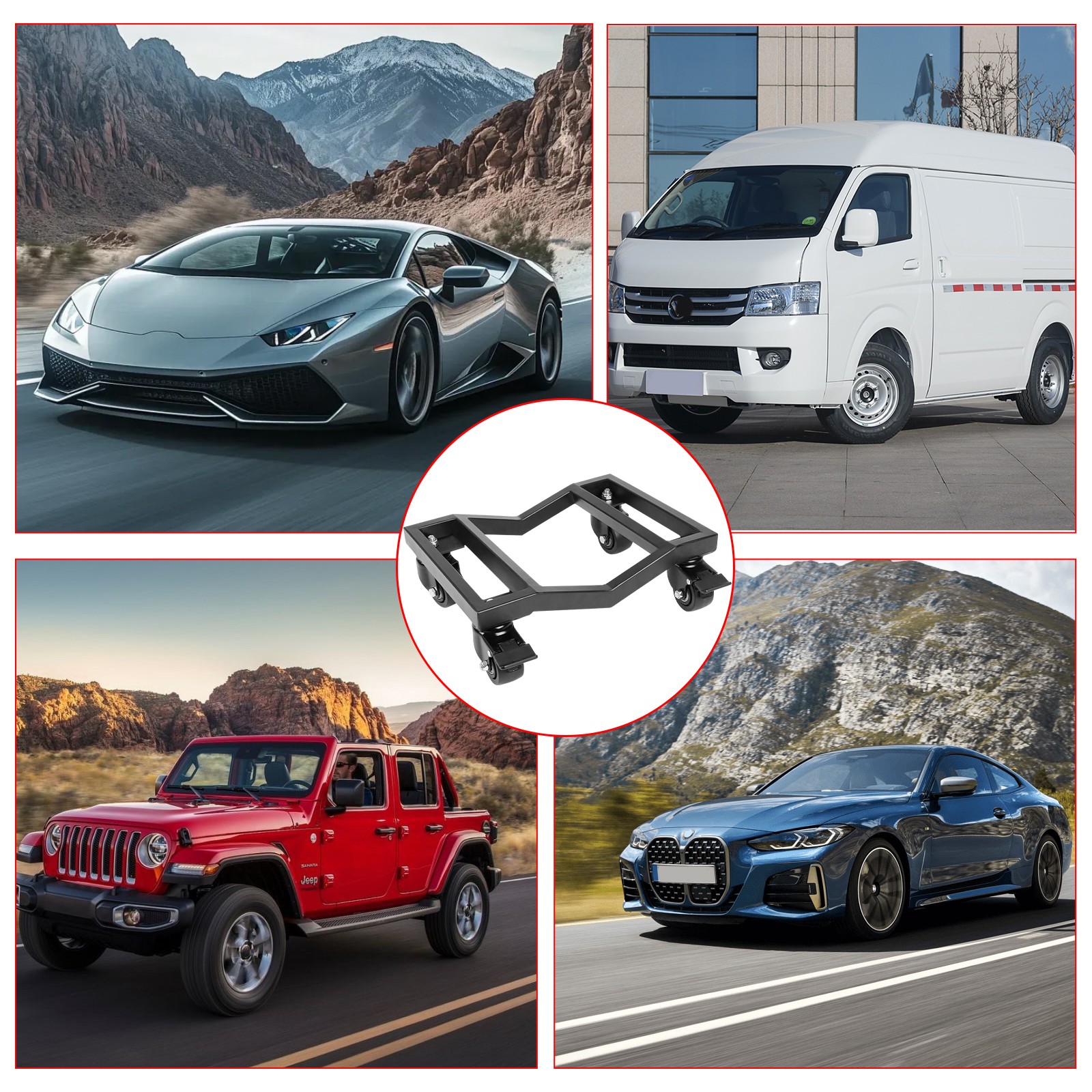 4 Pack Car Dolly,6000LBS Capacity Wheel Dolly with Steel Wheels for Garage,NEW