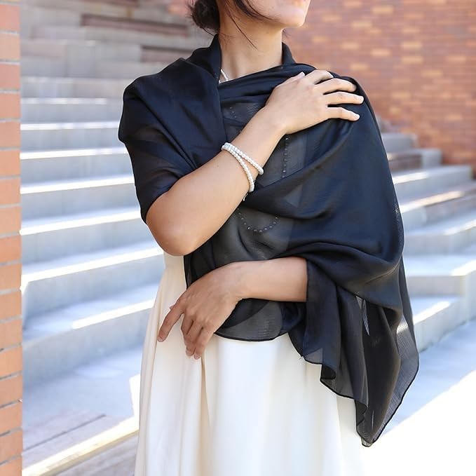 Scarves for Women Lightweight Sheen Scarf Elegant Pashmina Shawls and D-brown