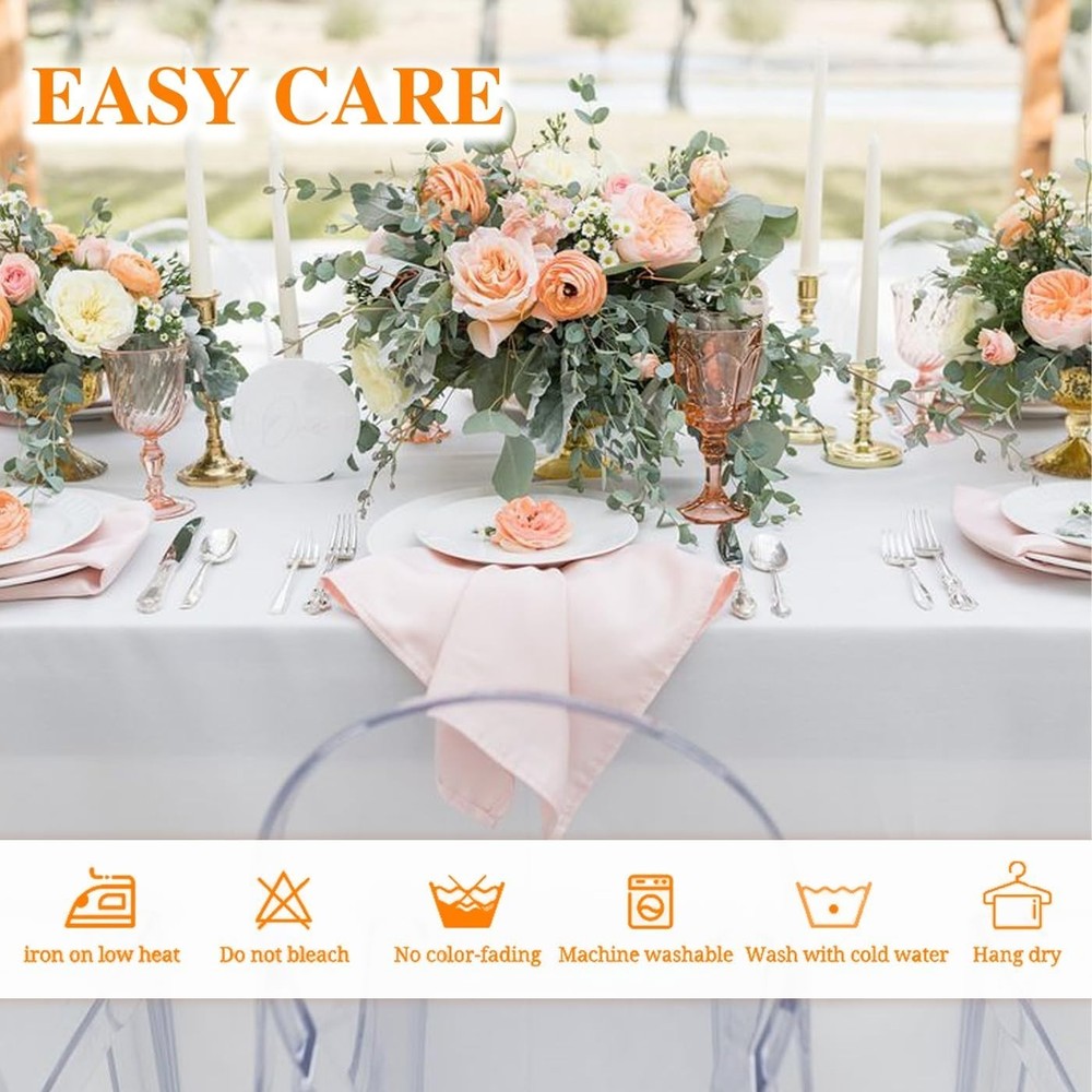 10 Pack White Table Cloth Rectangle Tablecloths 60X102 Inch,Polyester Table Clot