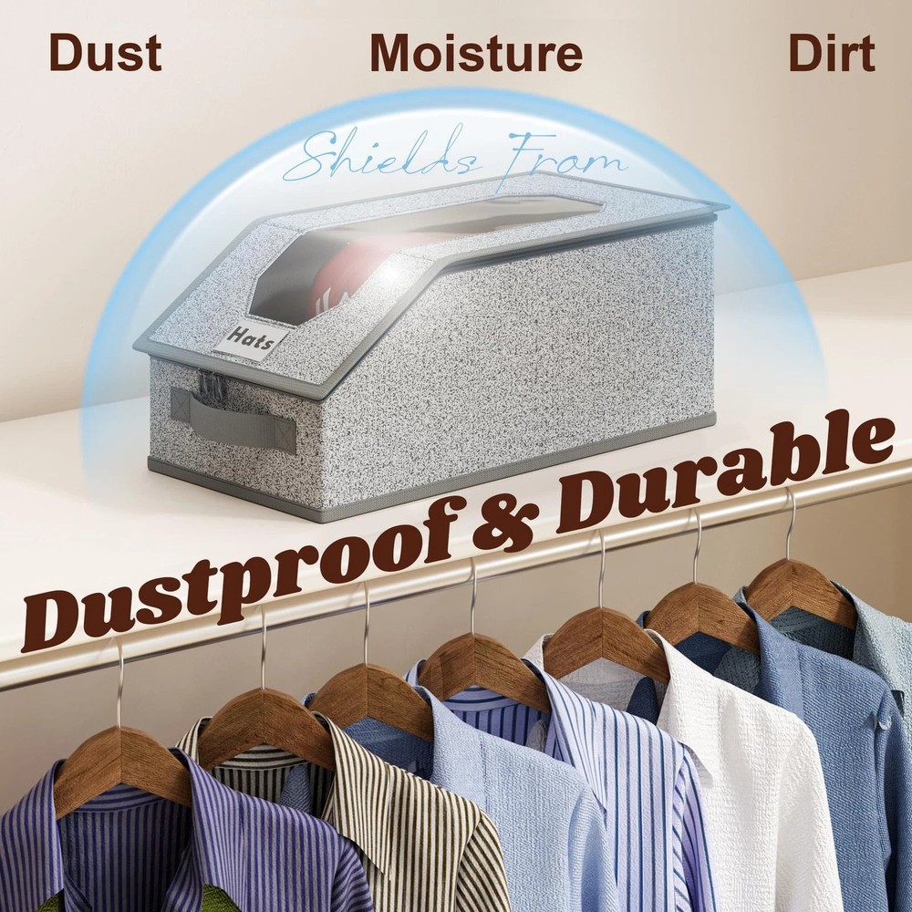 Large Stackable Baseball Cap Storage Box Dustproof Foldable Zipper Organizer