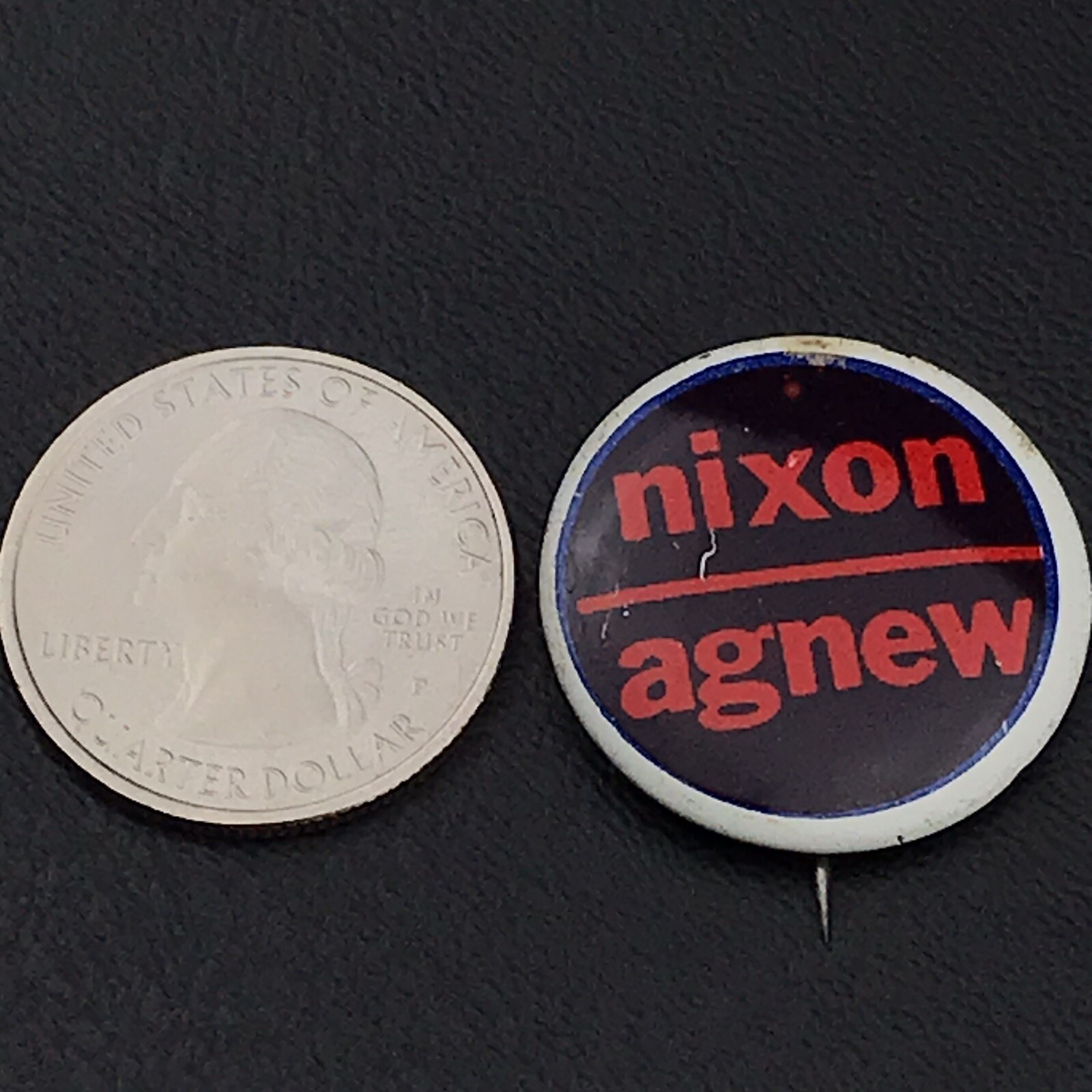 Nixon Agnew Black and Red Small Political Campaign Pin Button Pinback