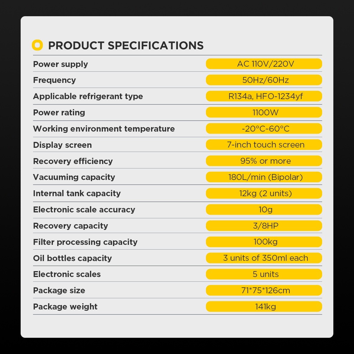 Refrigerant Recovery Machine Fully Automatic A/C HVAC Recycling Dual Cylinder