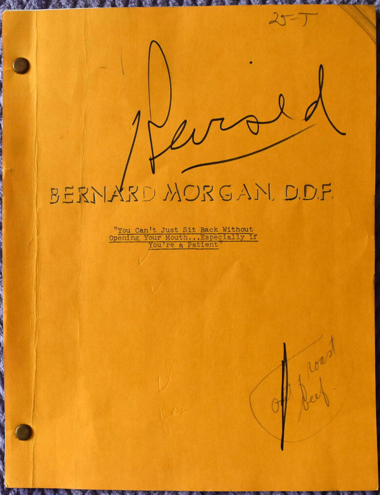 1970 " Bernard Morgan, D.D.F. " Original Screenplay Script