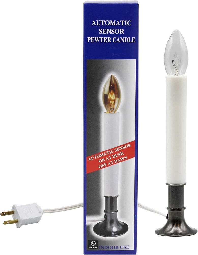 Creative Hobbies Electric Window Candle Lamp with Pewter Plated Base,