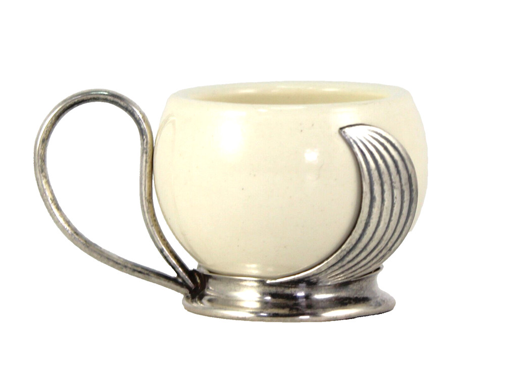 Vintage c1940 WMF Art Deco Mustard Bow Silver Plate w Orig China Vase *Hairline