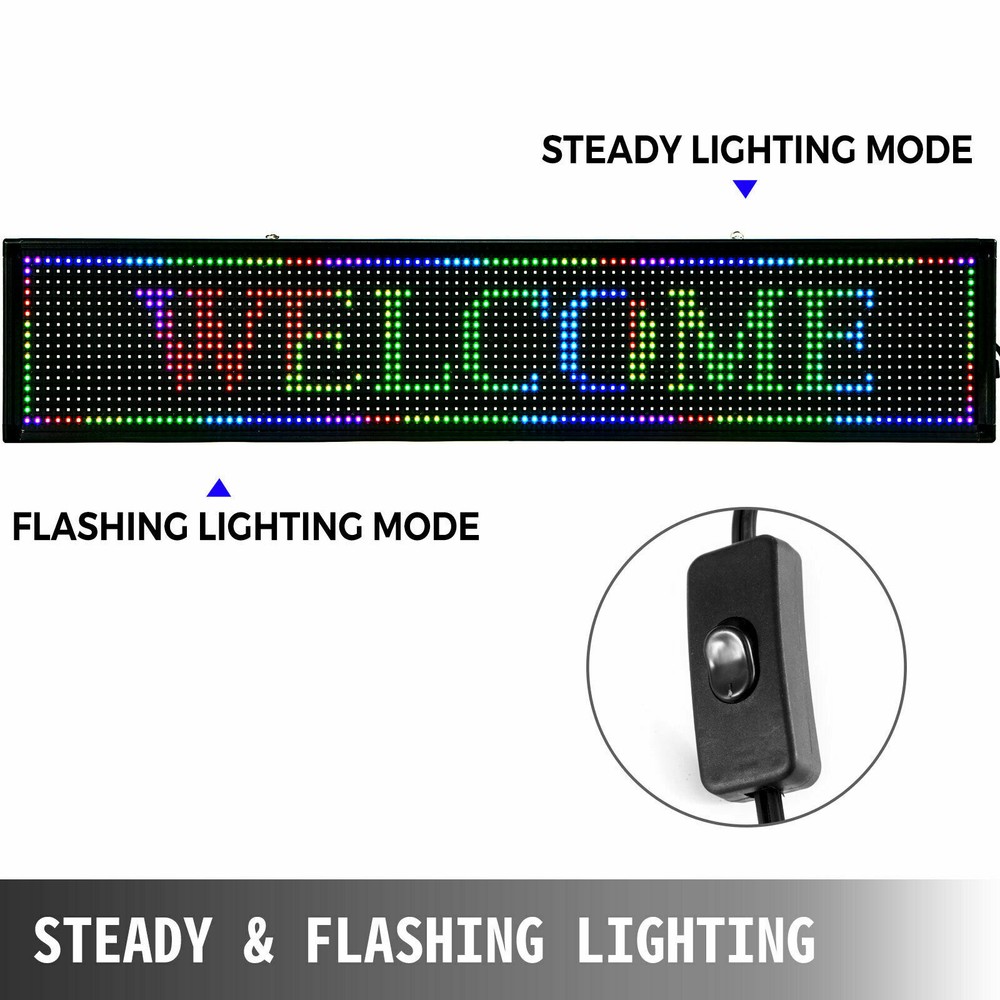 40"X8" LED Sign Scrolling Message Display Board RGB 7-Color Programmable Board