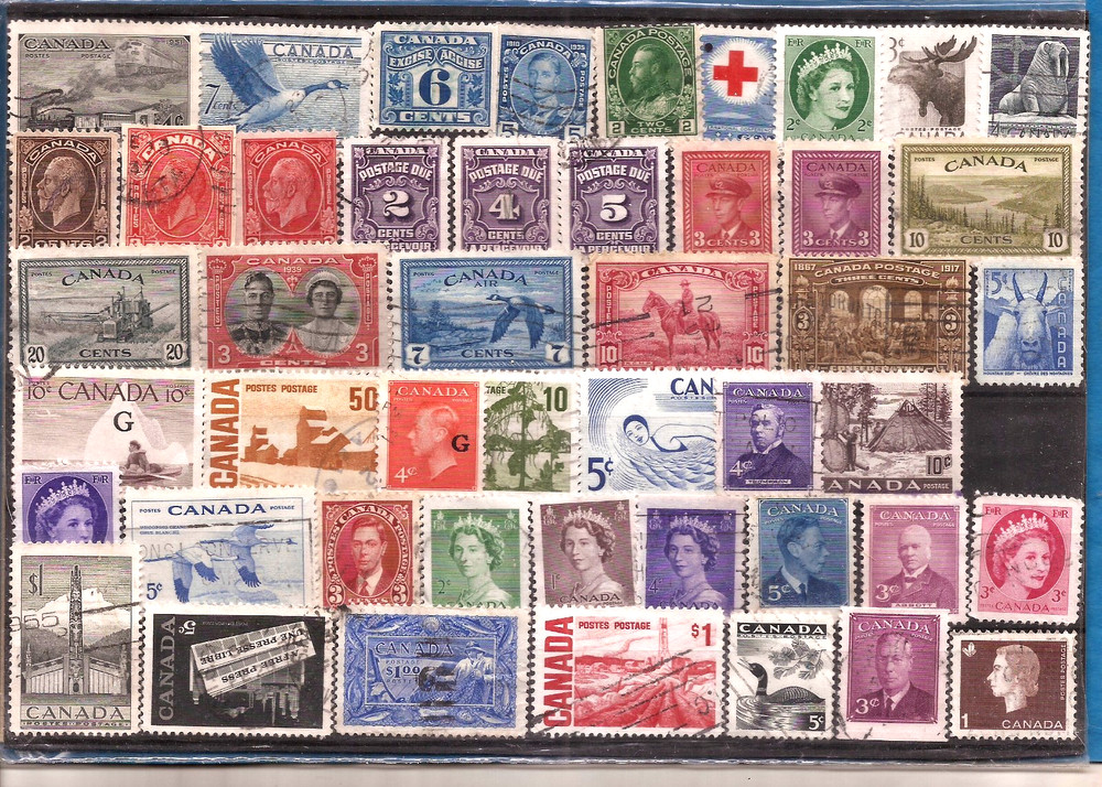 vintage used CANADA stamp group
