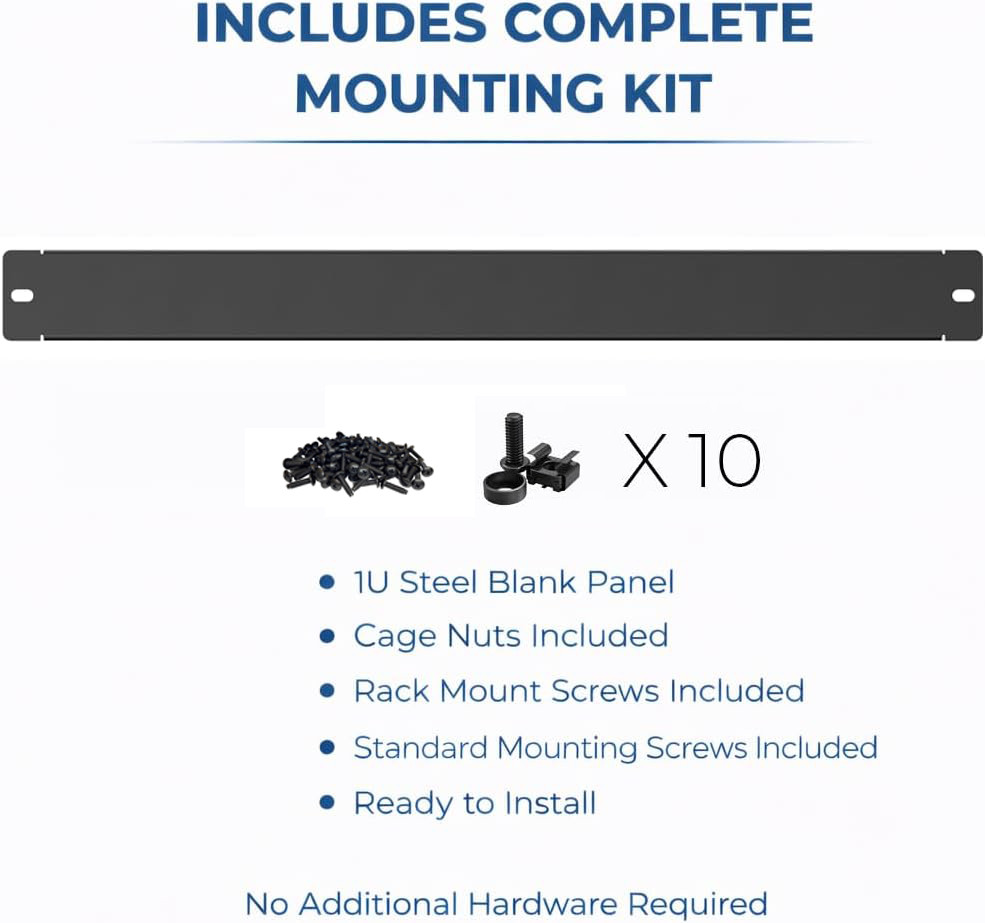 ynVISION Rack Blank Panels for 19” Server, Network & AV Rack | Hardware Included