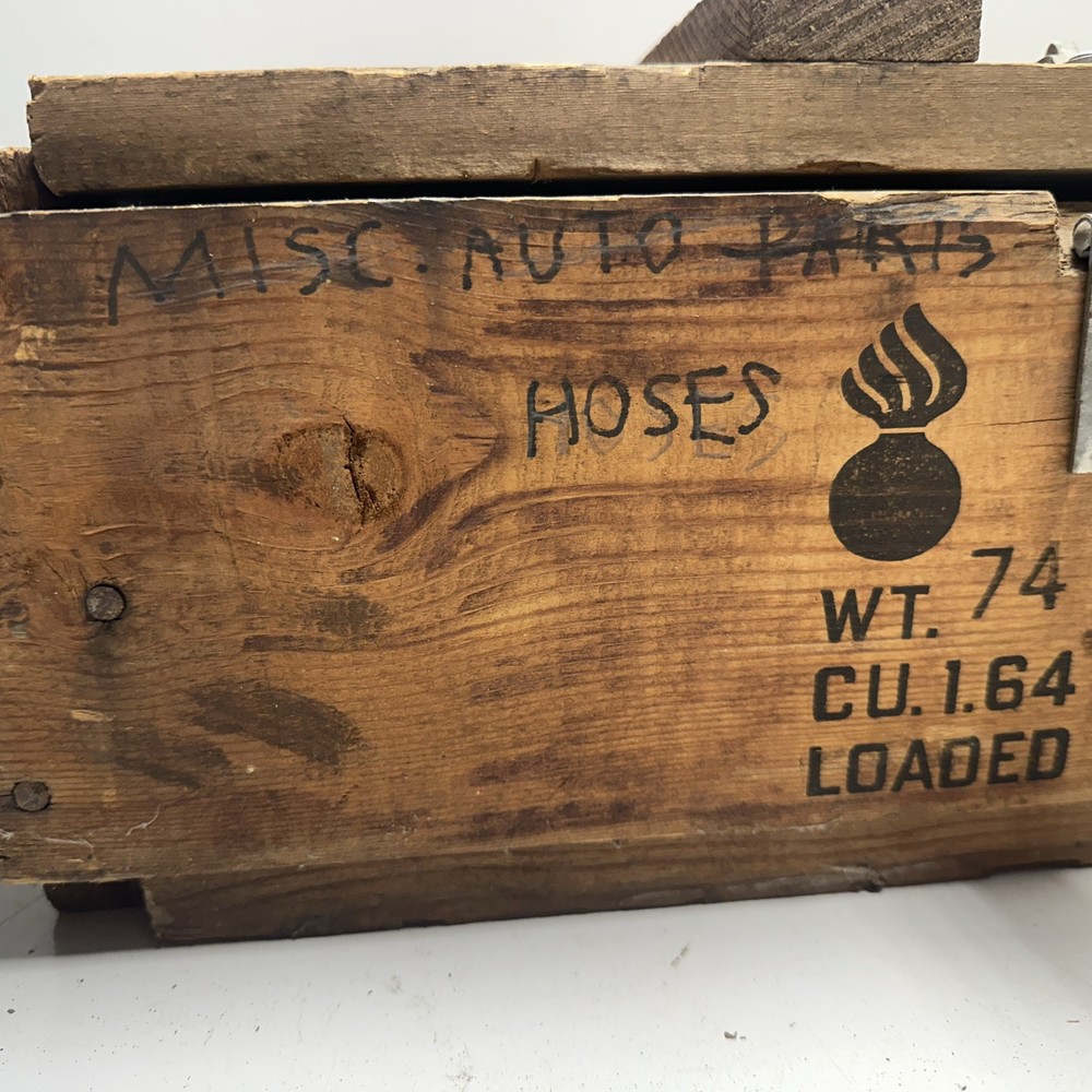 Vintage Wood Crate Box Ammunition For Cannon Explosive Projectiles.