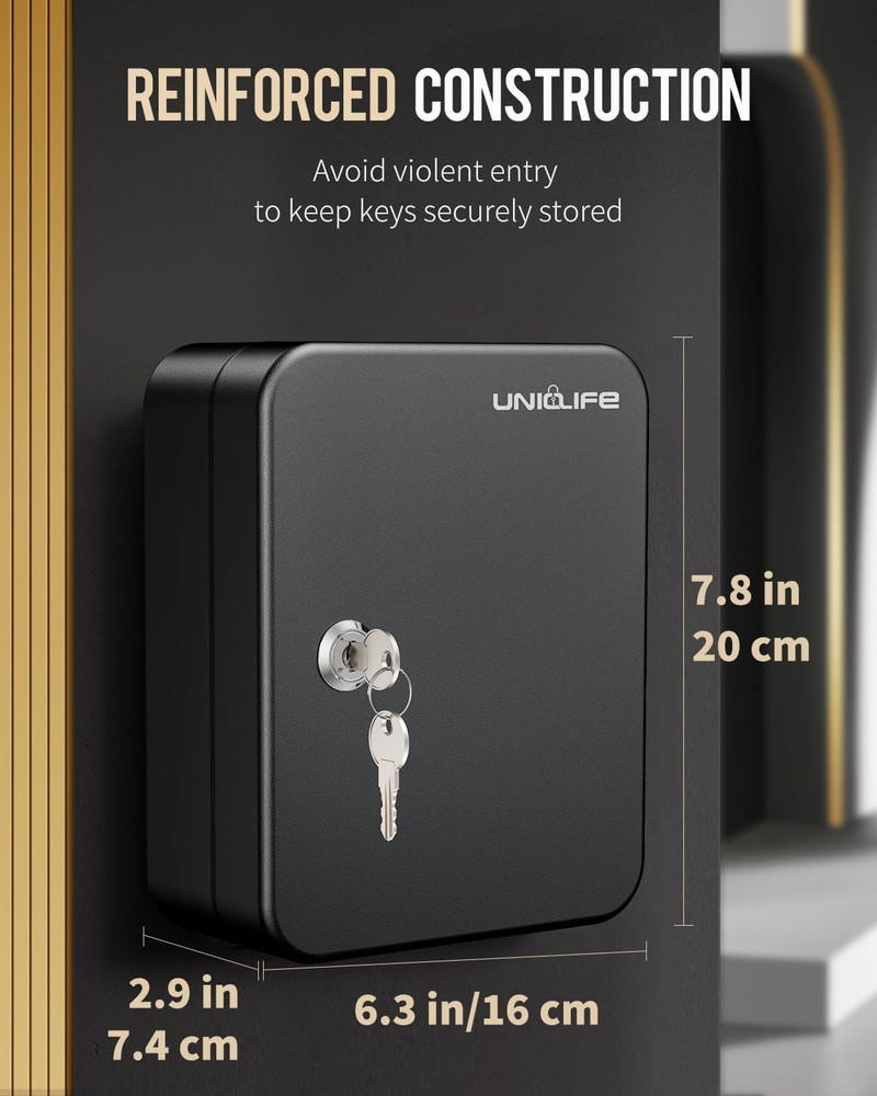 20 Position Key Cabinet with Key Lock Wall Mounted Black Security Storage Box St