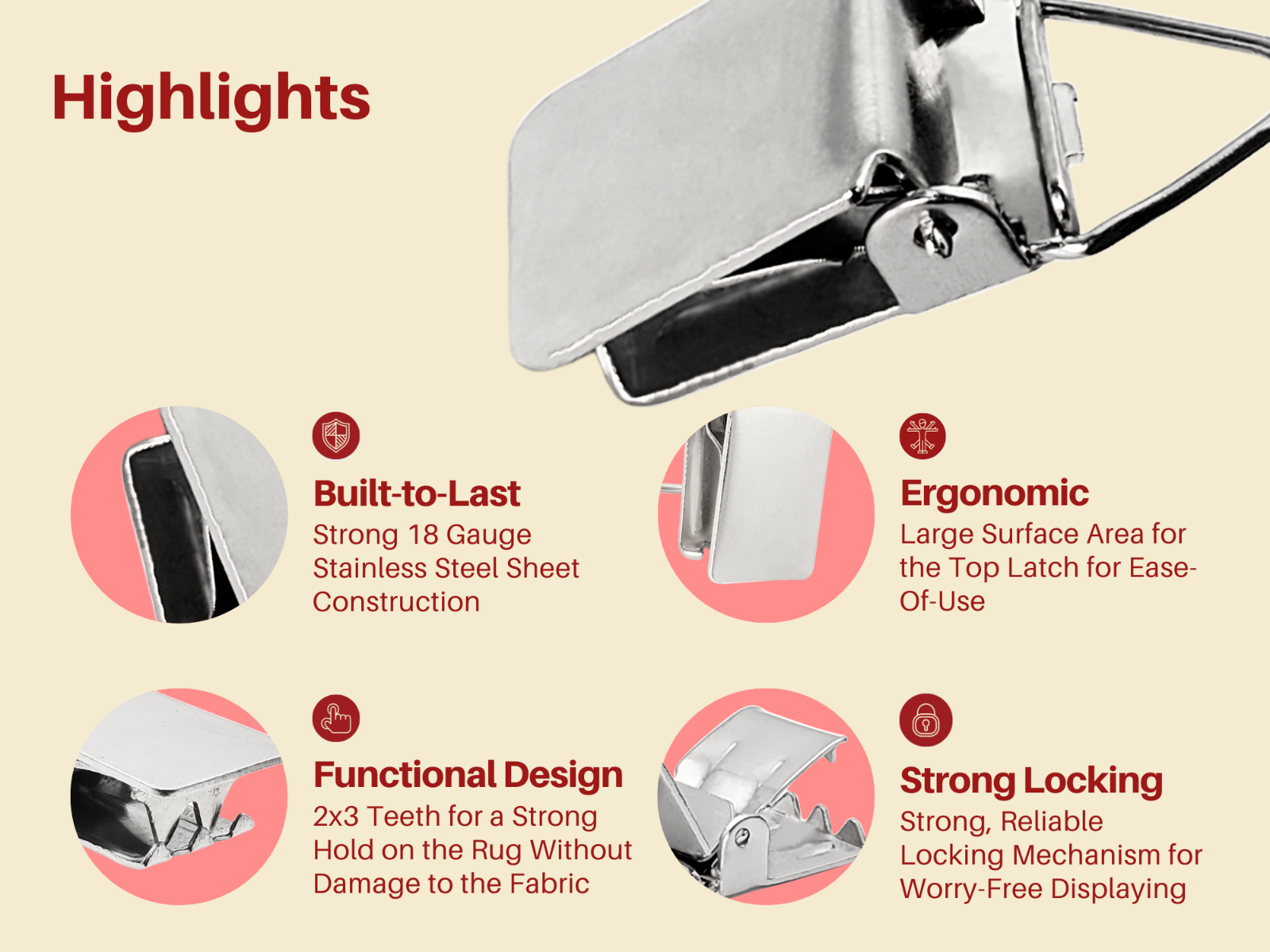 Triangle Back Hanging Clips Chrome Pack of 10 WISELINKERS