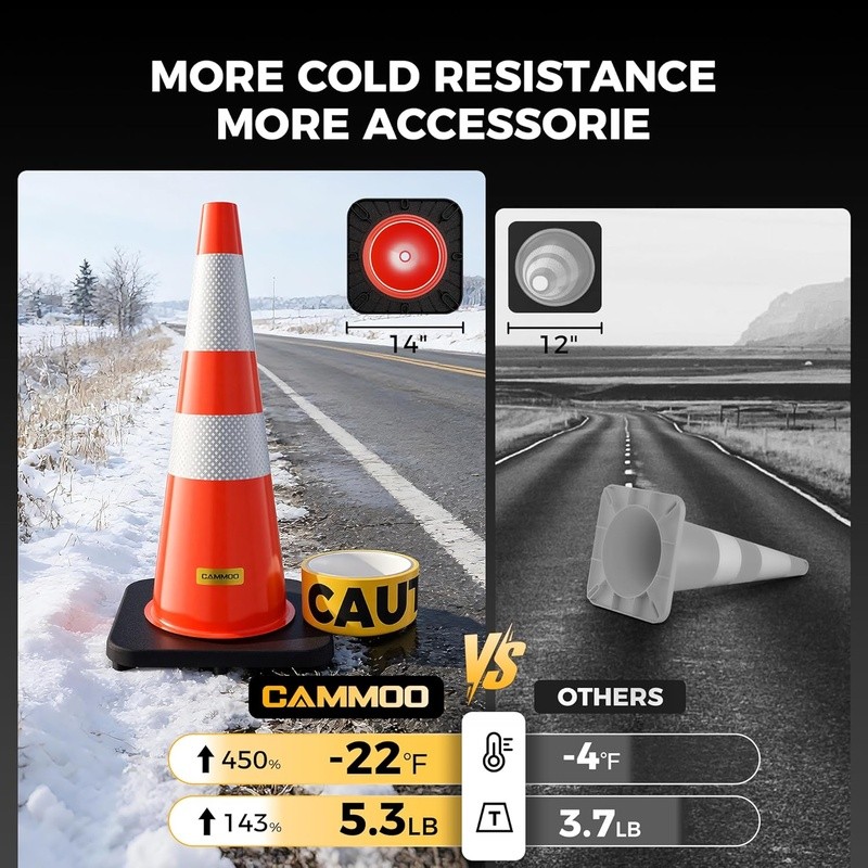 PVC Traffic Cones Reflective Collars Durable Stackable Weather Resistant Safety