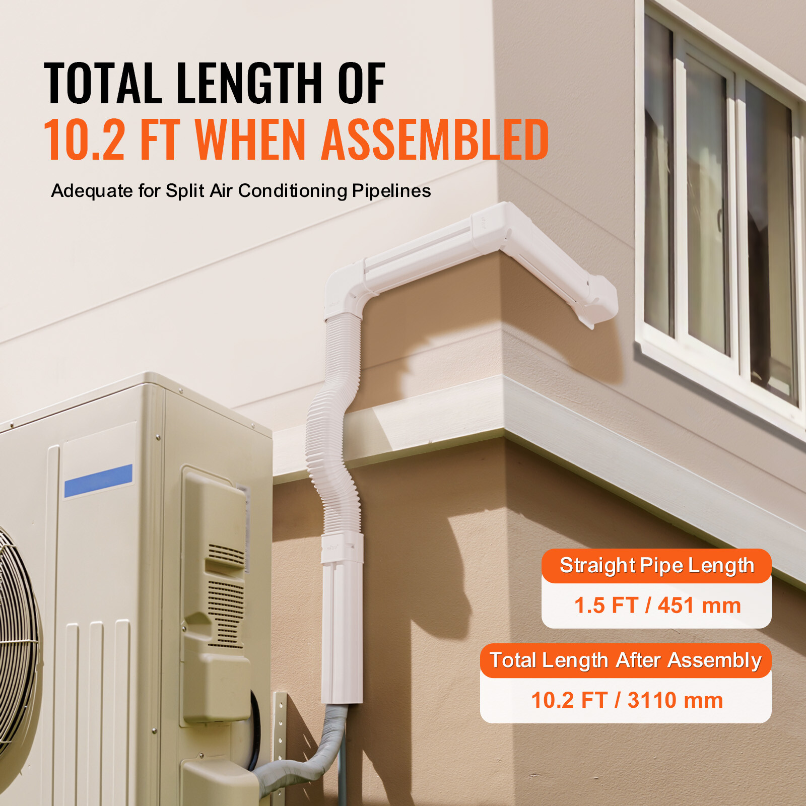 VEVOR 3" W 10 Ft Line Set Cover Kit For Mini Split/Central Air Conditioner PVC