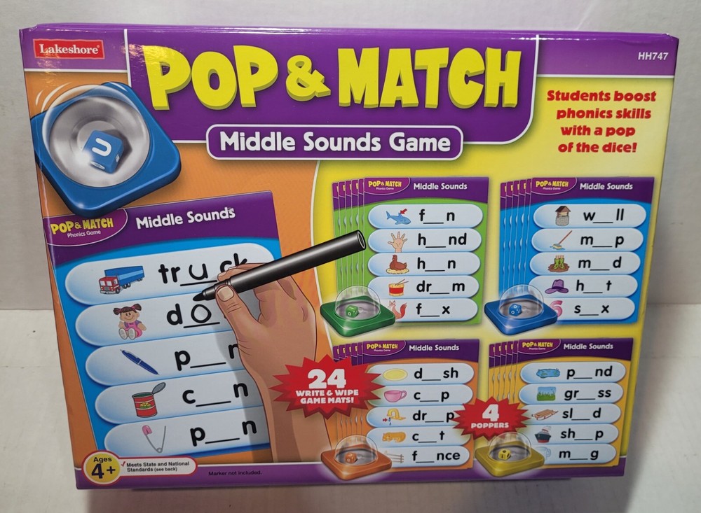 Lakeshore Pop & Match Beginning Middle Sounds Reading Learning Home School