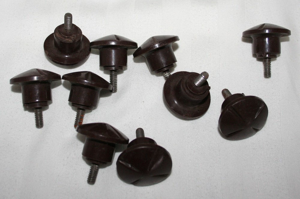 10 Bakelite Brown Art Deco Drawer Pull Knobs with Threaded screw Shaft