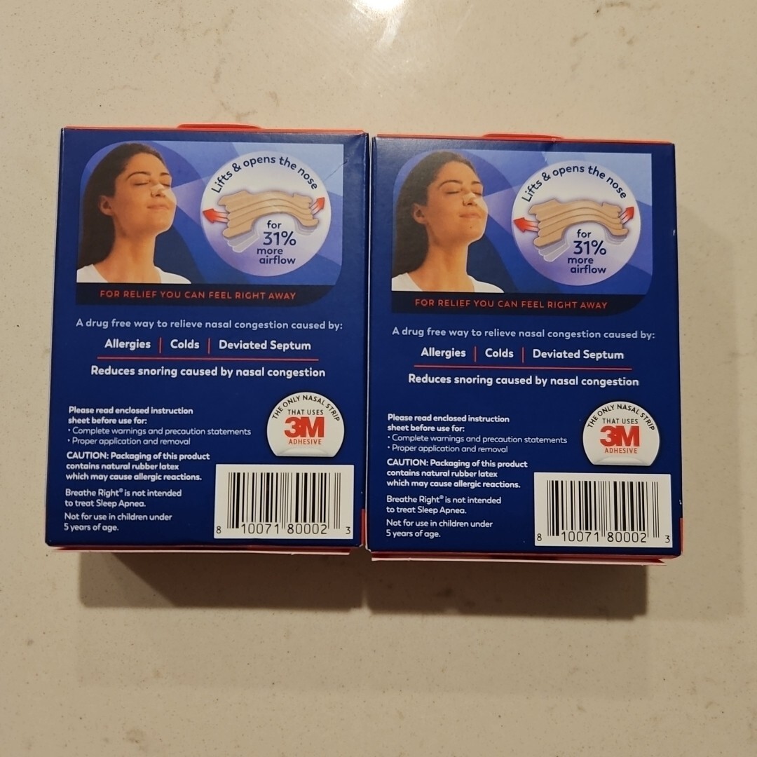 Breathe Right Extra Strength Nasal Strips Tan 26ct X2 Exp 2027+