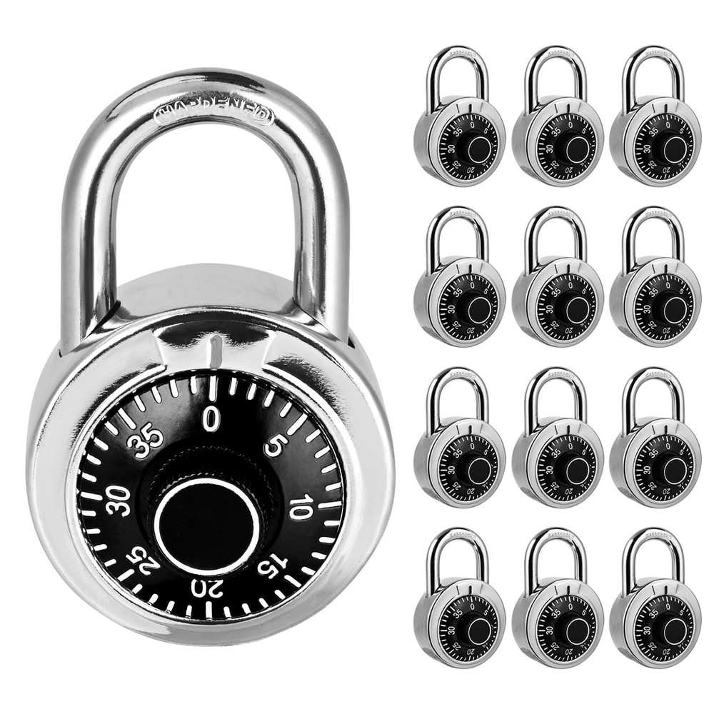 HZSY Combination Padlock 12 Pack, Fixed Dial Combination Padlock with Differe...