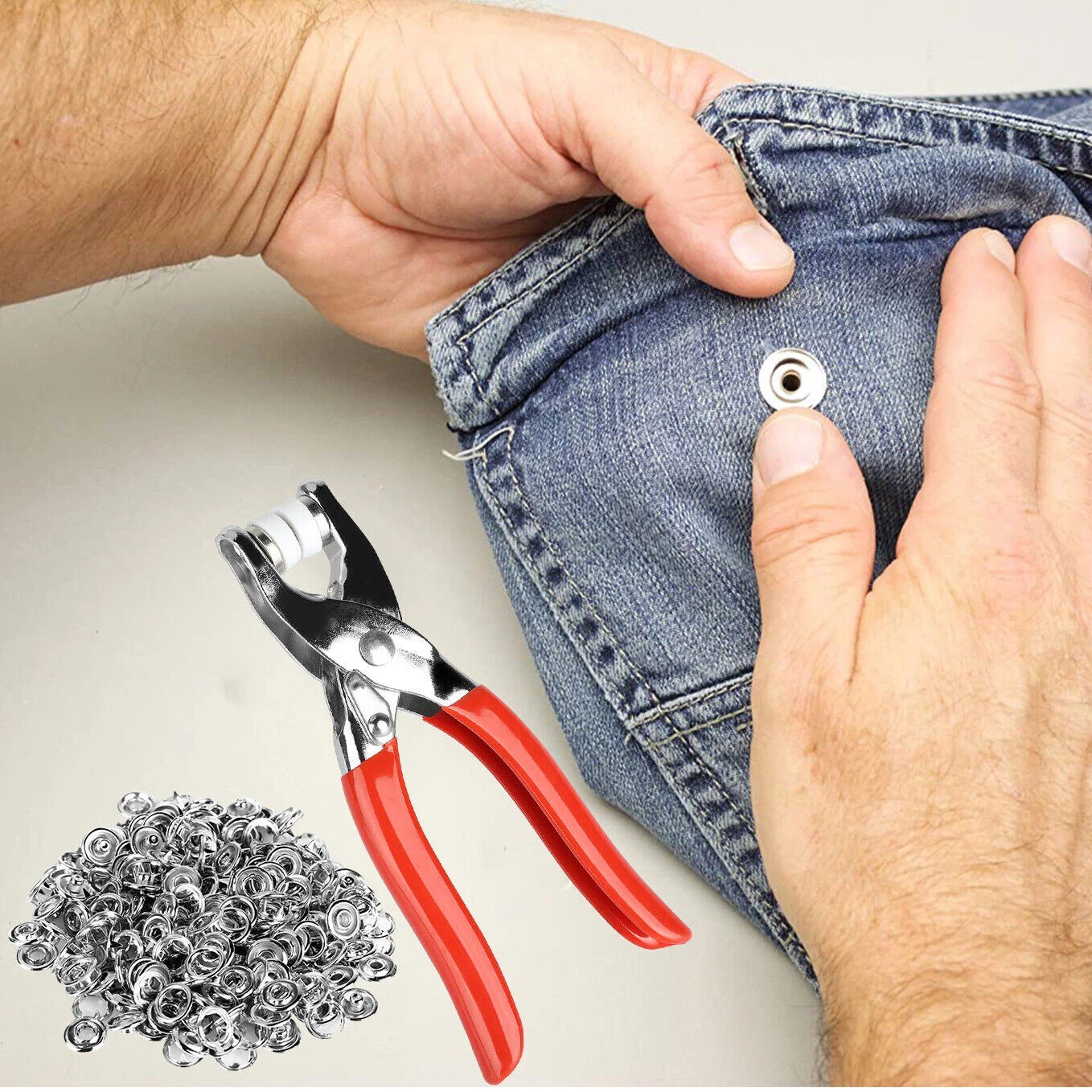 100 Pcs 9.5mm Snap Fasteners Kit with Pliers for Fabric Crafting & Clothes