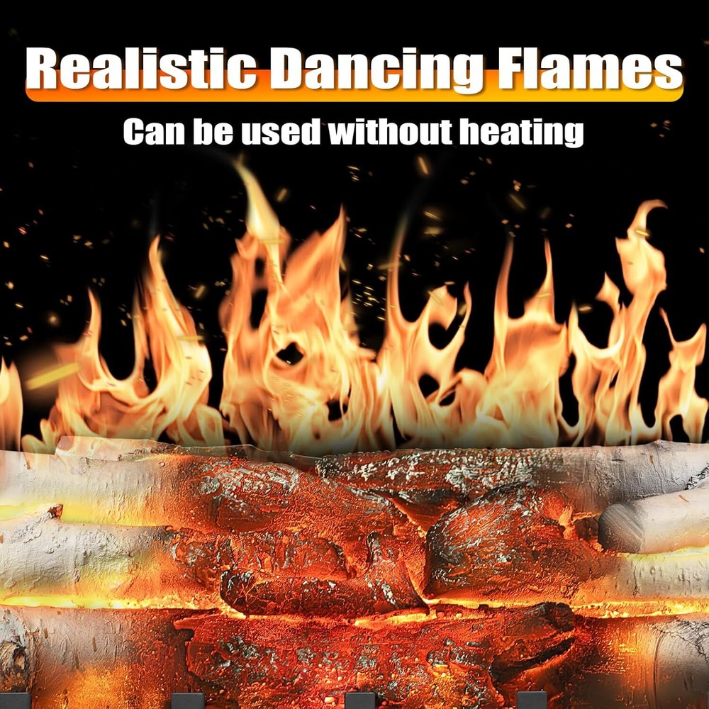 21 Inch Electric Fireplace Log Heater Remote Control Real Flame Effect Ember Bed