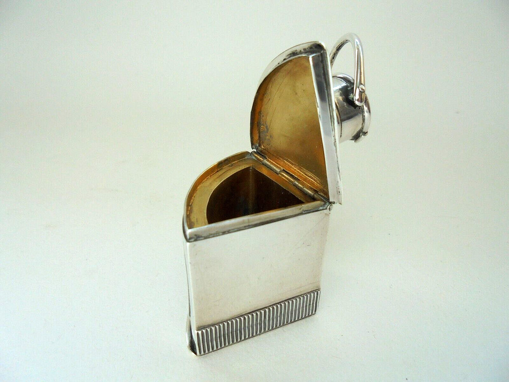 Antique Silver Enamel Lamp Lantern Vesta Case