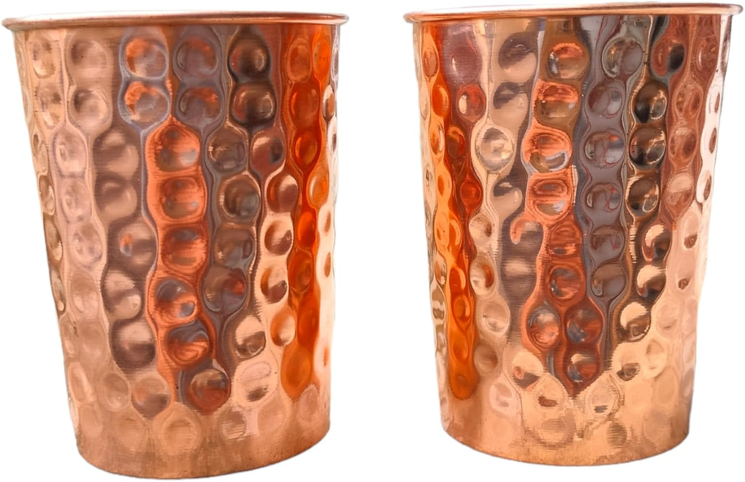 Set of 2 Hammmered Pure Copper Cups for Drinking Water Glasses Tumblers Glass fo