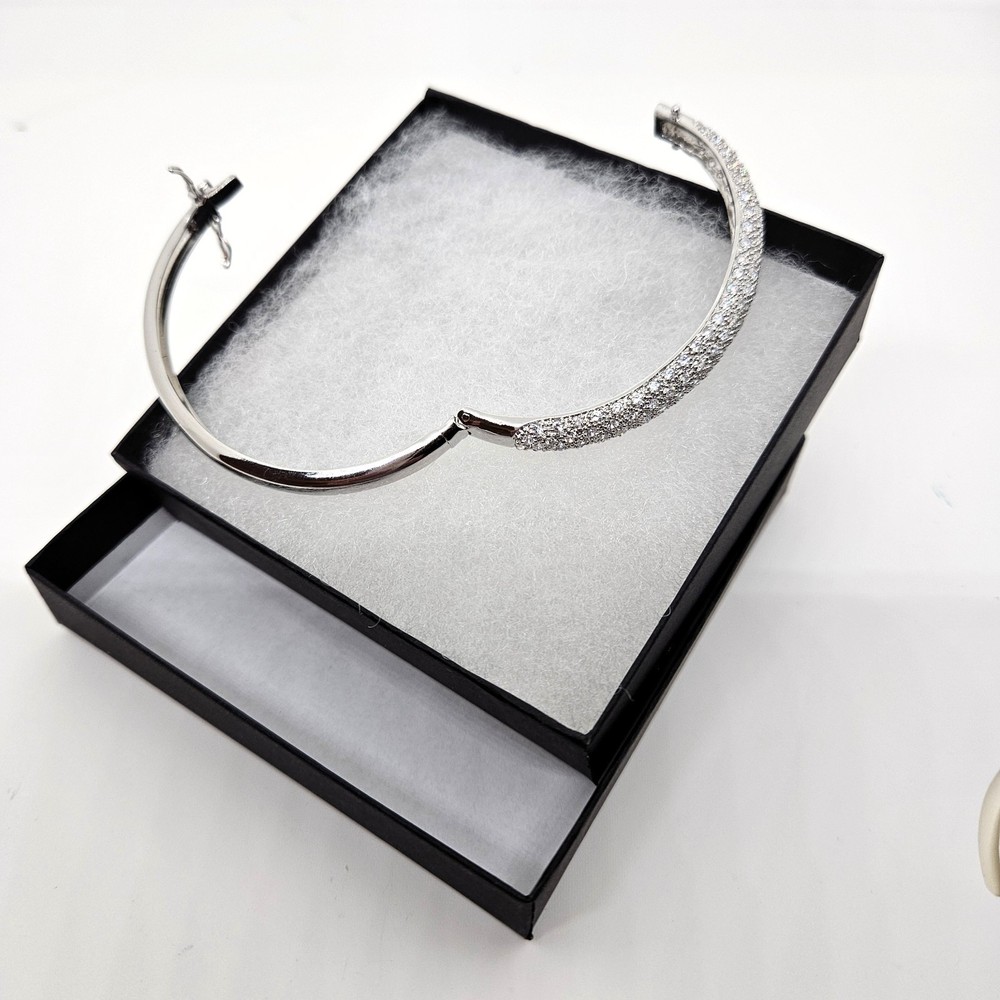 Sterling Silver Pave Setting Bangle bracelet