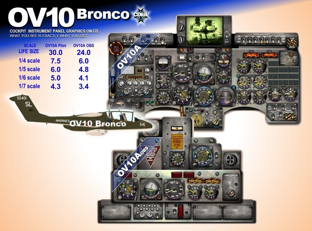 OV10 BRONCO  COCKPIT instrument panel CDkit