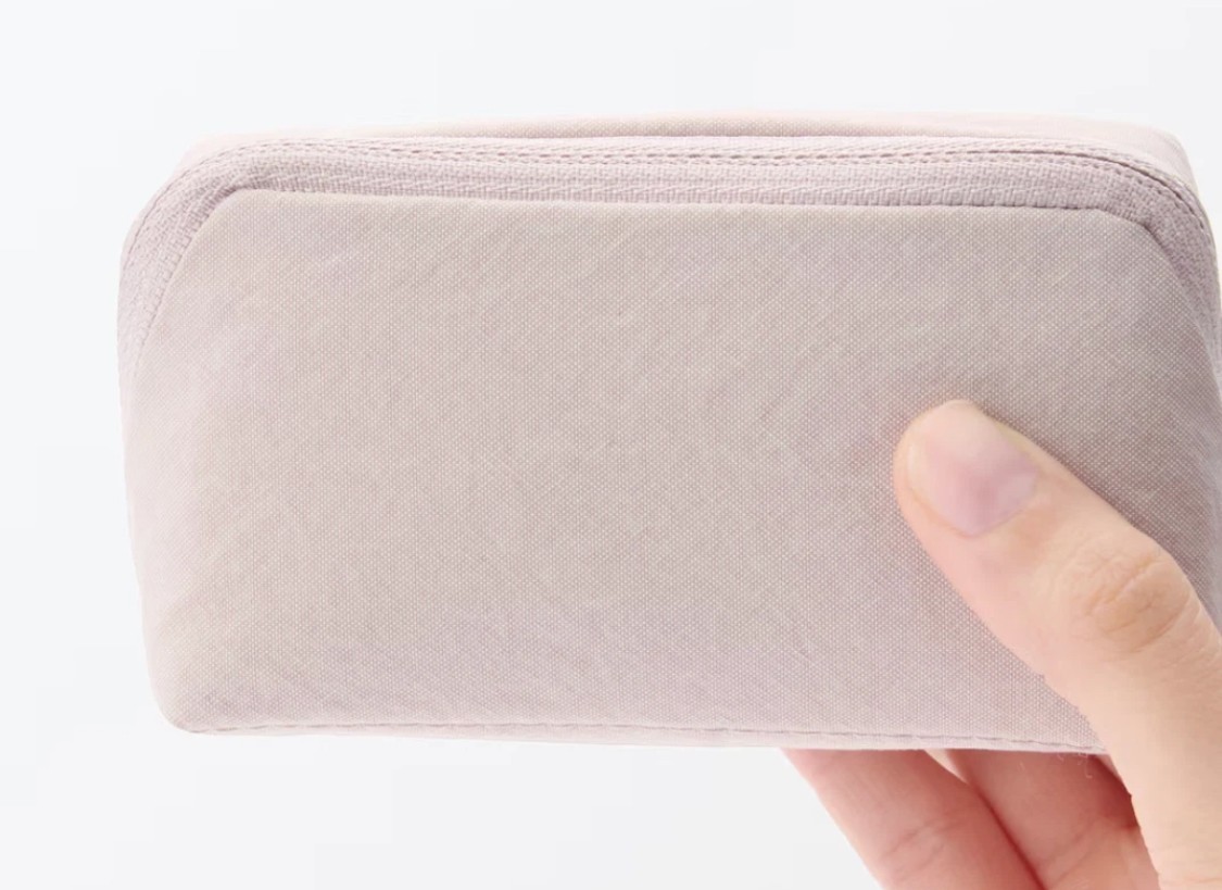 New Muji Wrinkle nylon wide opening mini pouch 11 x 6 x 3.5 cm Japan